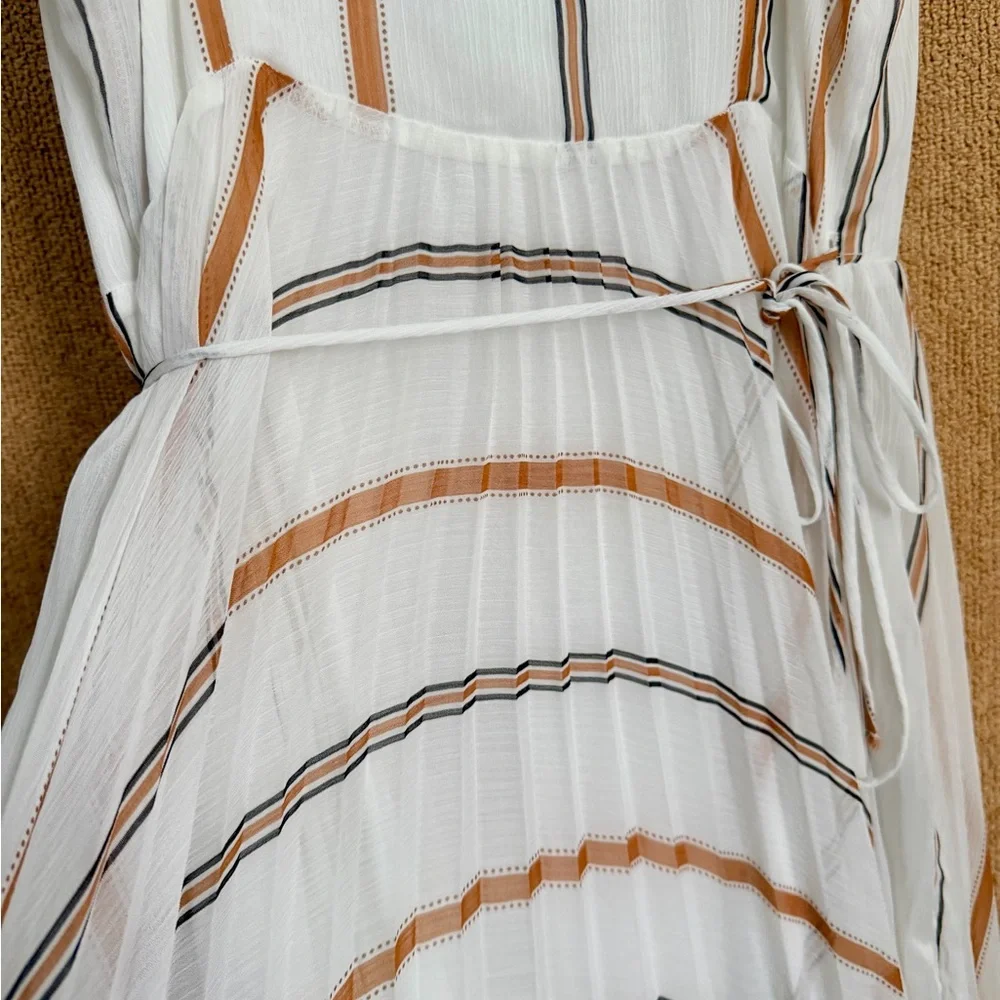 H&M Ivory Maxi Dress with Tan Stripes size 6 - Picture 15 of 16